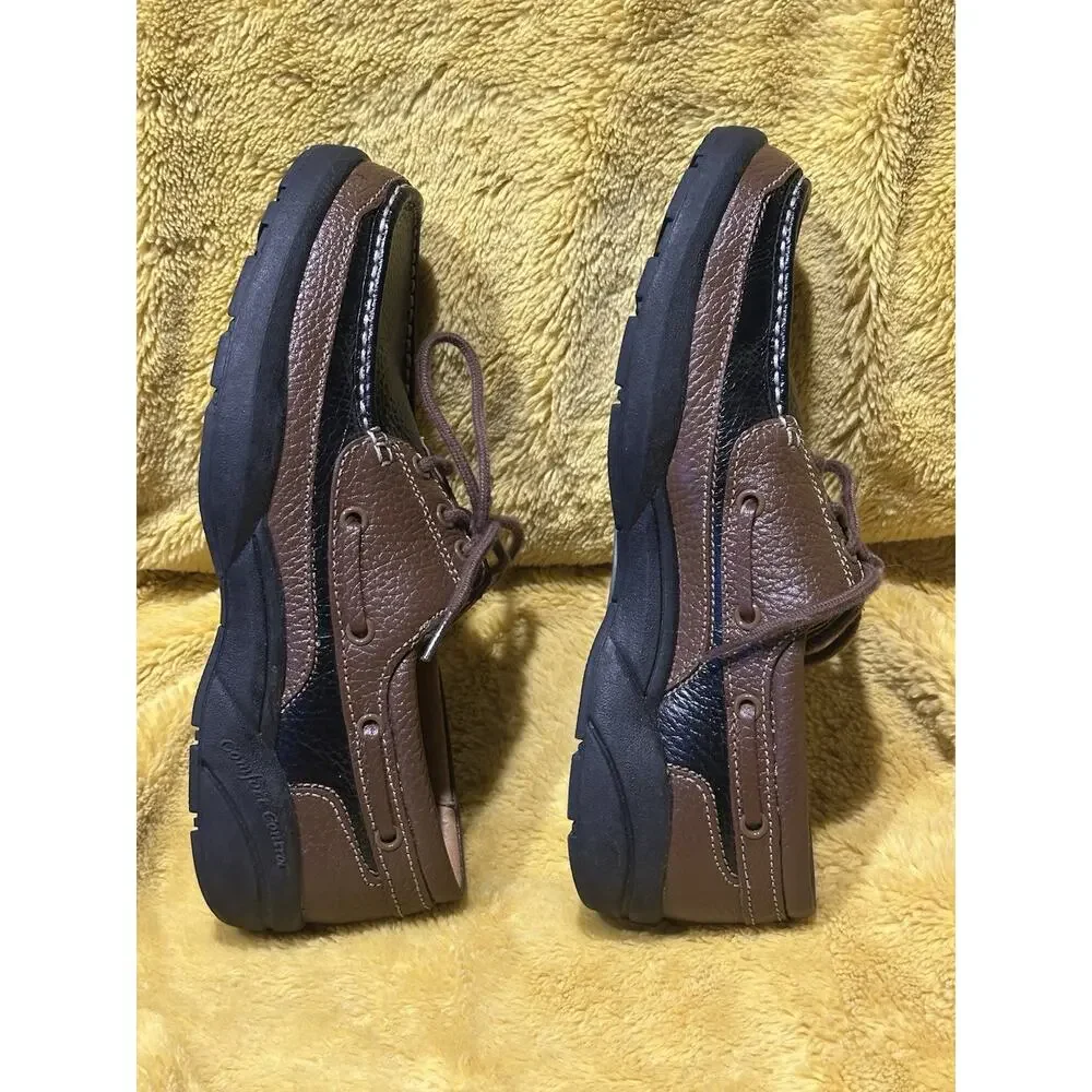 Dr. Comfort Patrick Men's 8.5M Brown Black Leather Therapeutic Boat Shoes.
